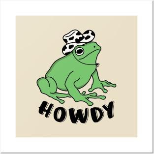 Howdy Funny Frog Wearing Cowboy Hat Posters and Art